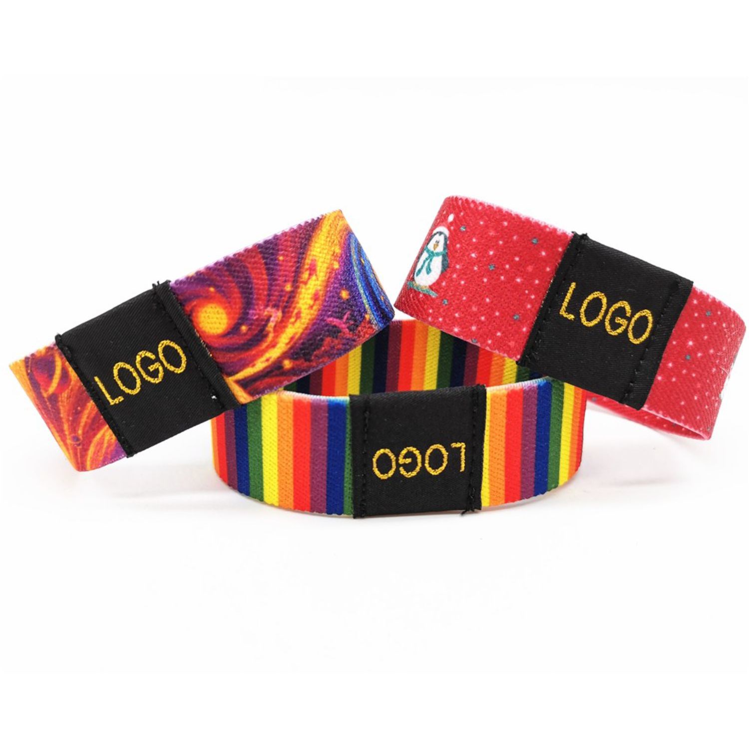 3/4" Sublimated Elastic Event Wristband w/ Customizable Woven Label 2