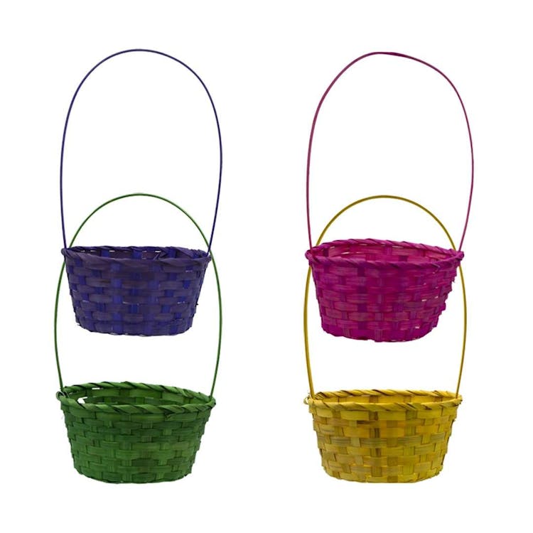 Round Easter Baskets Assorted Solid Colors - 8"x4" 2