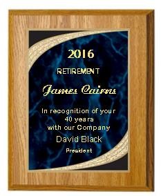7" x 9" Oak Finish Plaque with a Blue Majestic Plate 2