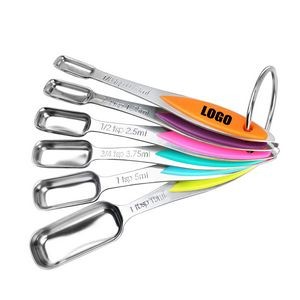 Premium Stainless Steel Measuring Spoons Set 6 Sizes With Silicone Handle 12