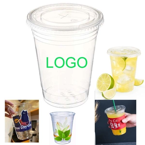 12 oz Disposable Clear Plastic Cups with Lids 5