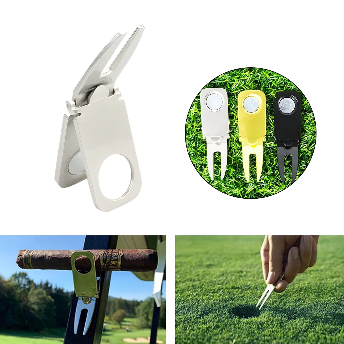 Magnetic Cigar Holder Divot Tool Golf Accessory 4
