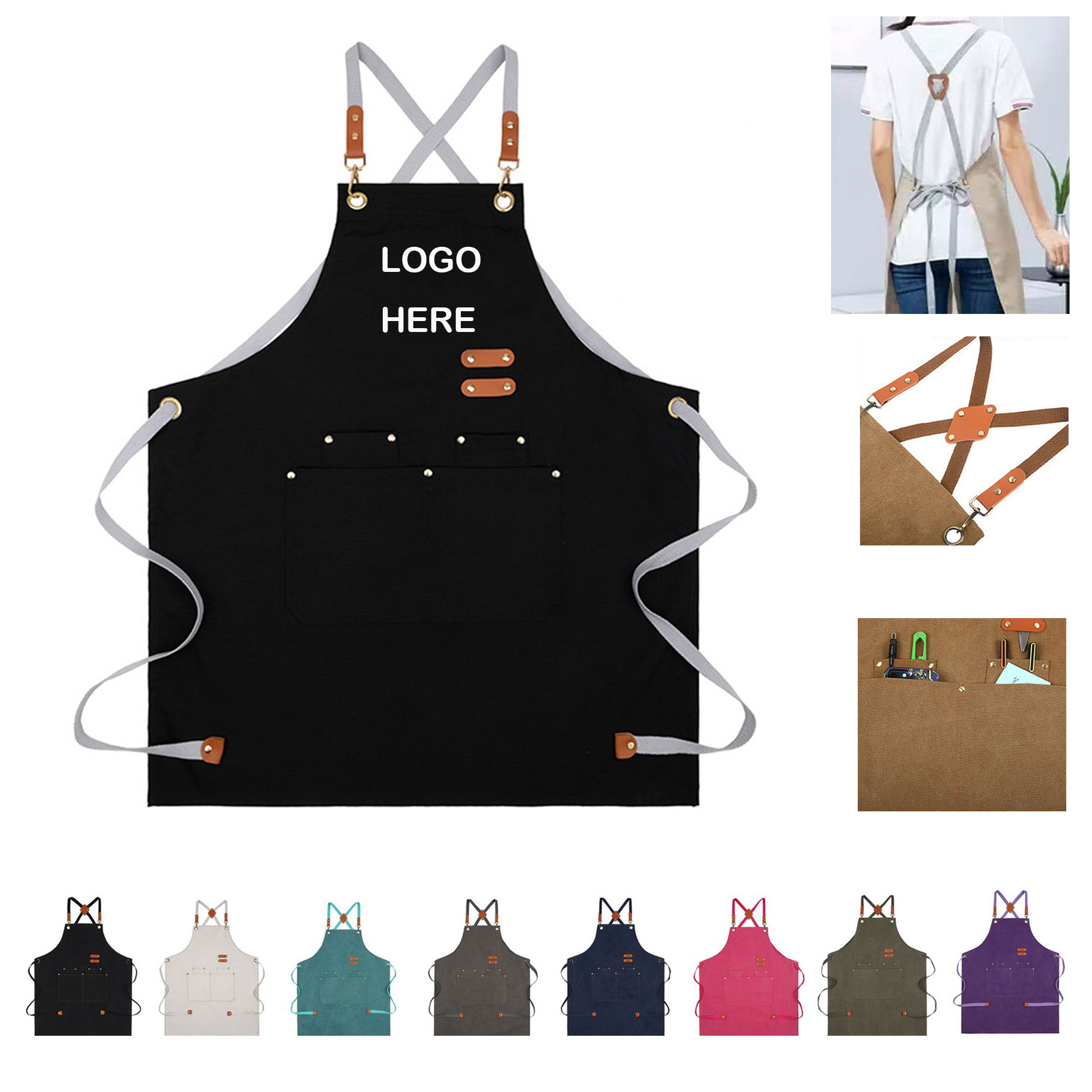 Waterproof Oilproof Canvas Apron With Pockets MOQ10 2