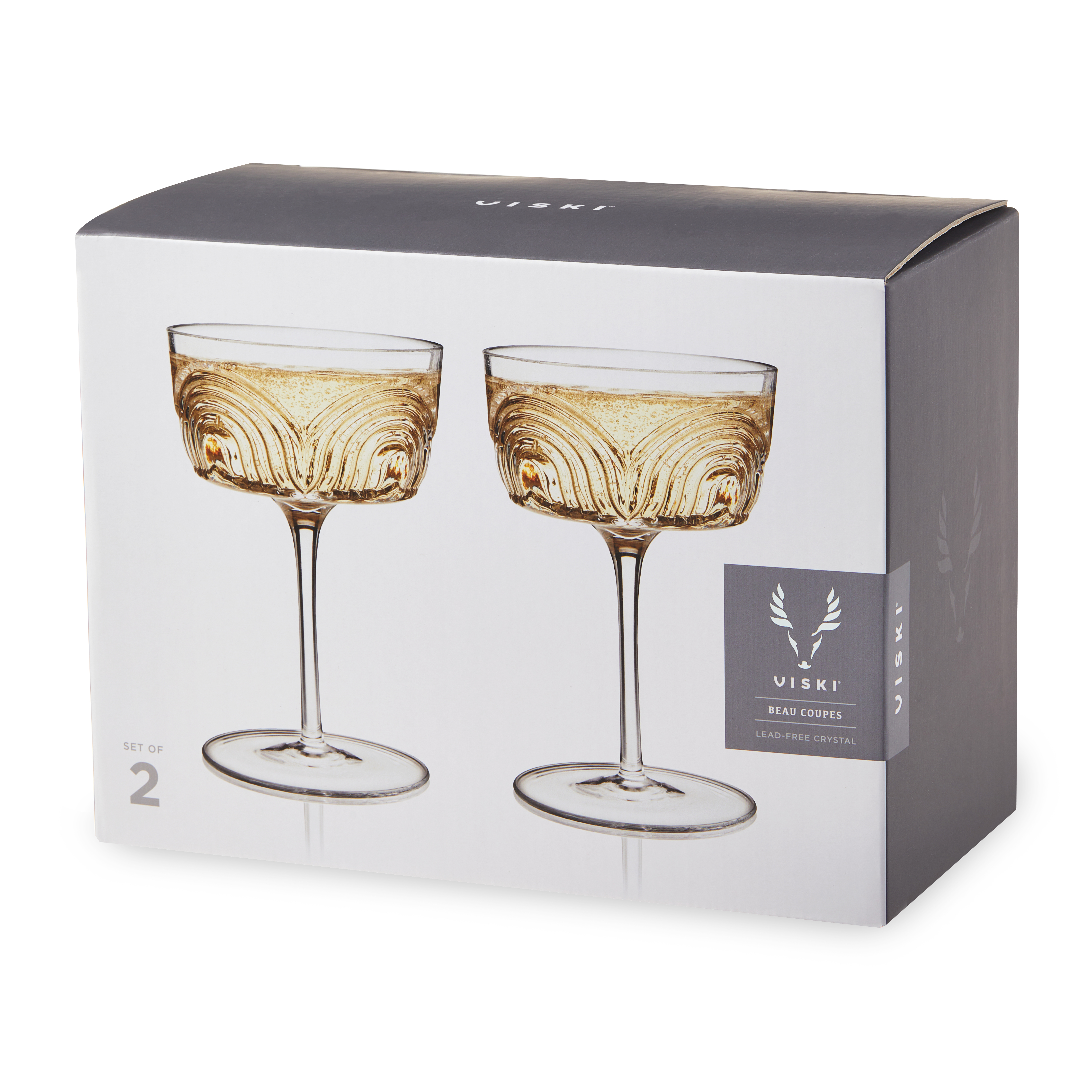 Viski® Deco Beau Crystal Coupe, set of 2 1