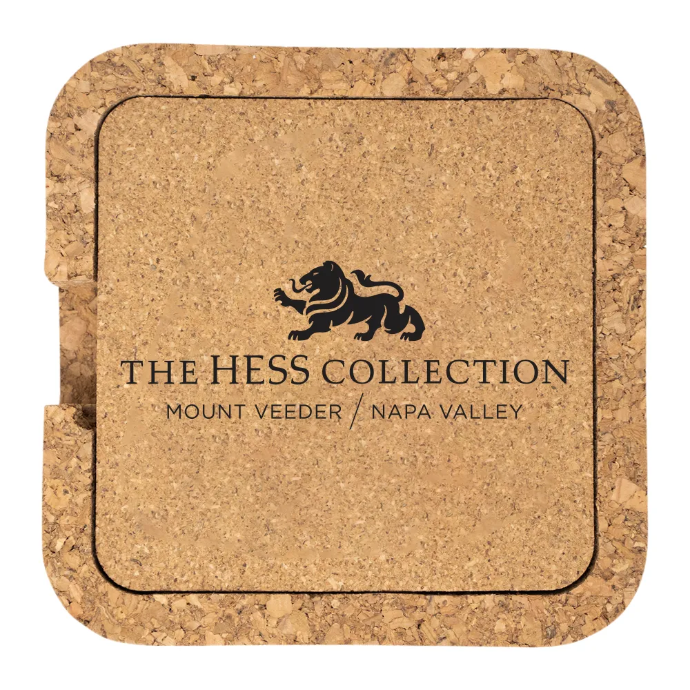 Square Cork Coaster Set with Holder (Set of 4) 3