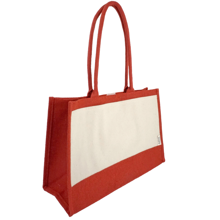 Seattle Recycled Cotton Front Pocket Jute Shopper Tote 14