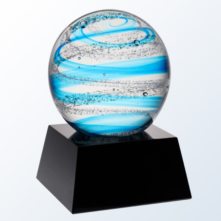 Blue Snow Globe w/Black Base Award