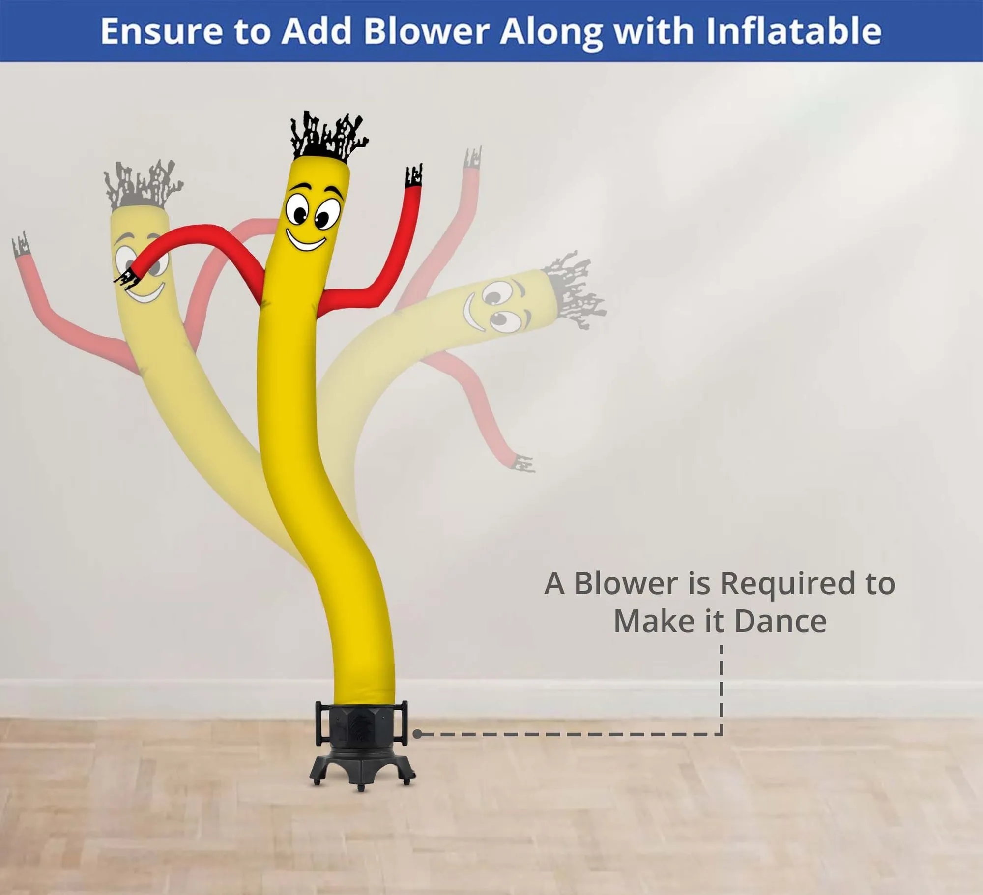 Yellow with Red Arms Inflatable Tube Man with Blower 3