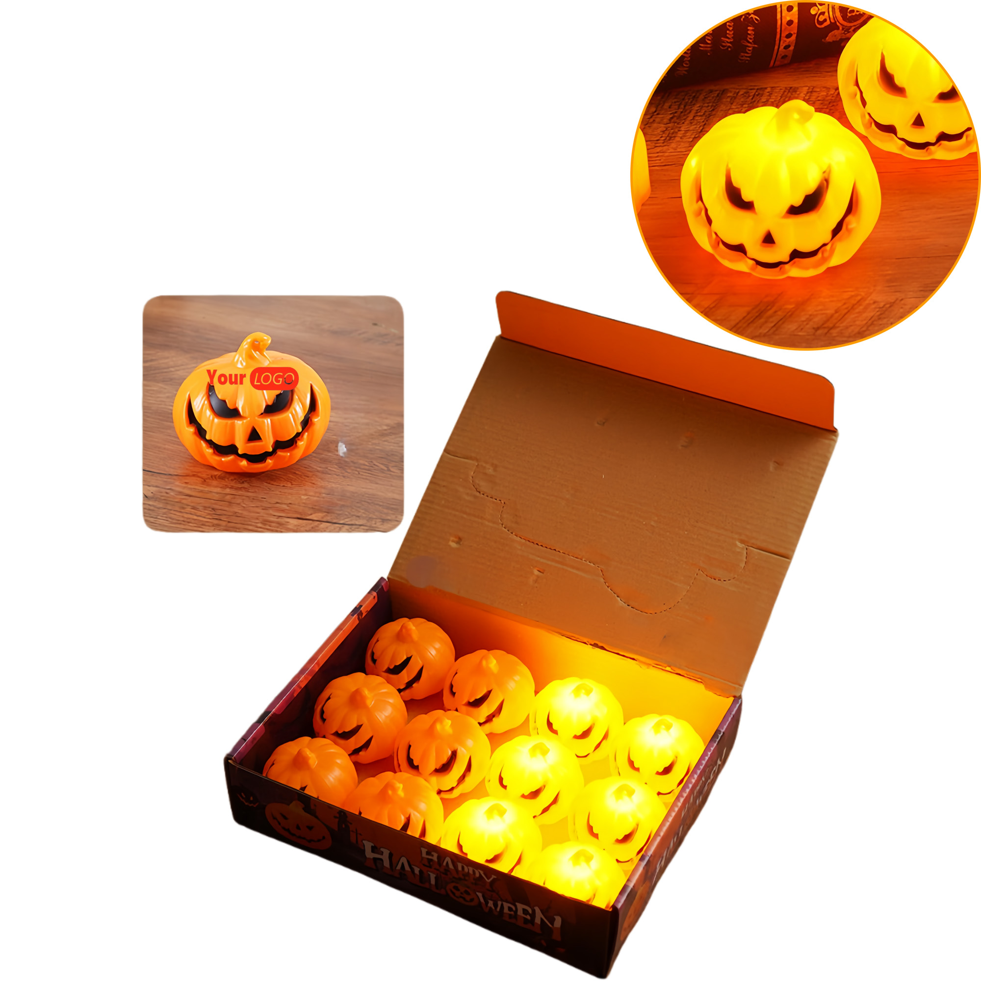 Pumpkin Ghost Face Halloween Lantern Ornament 3