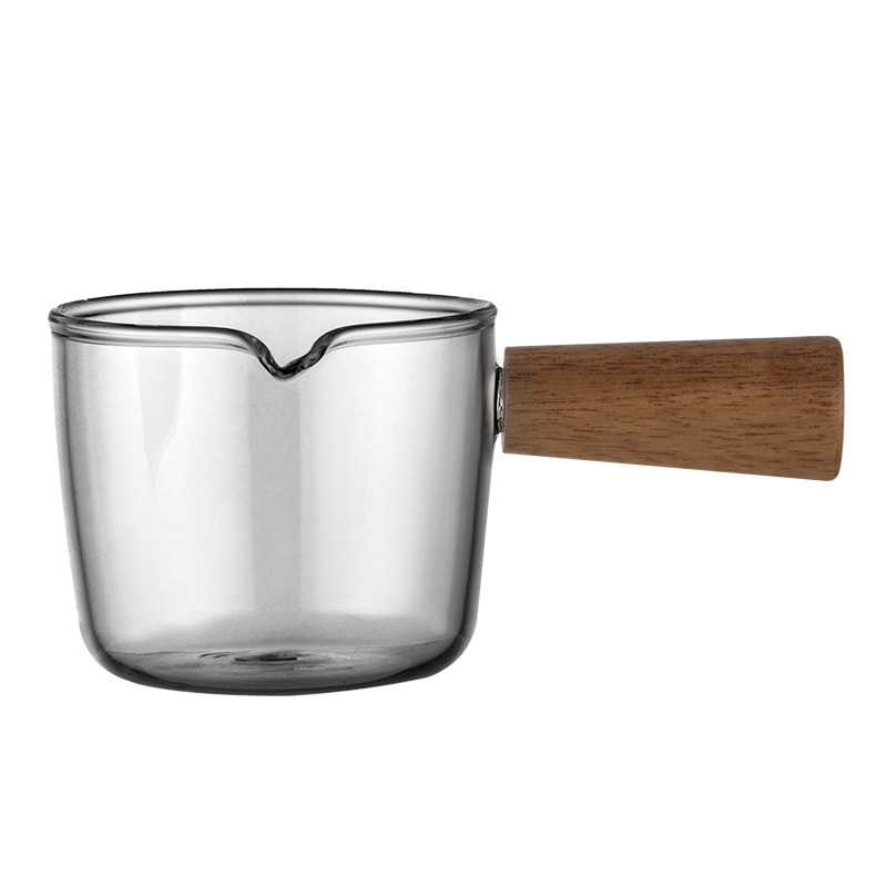 2.7oz Elegant Glass Milk Jug with Wooden Handle 5