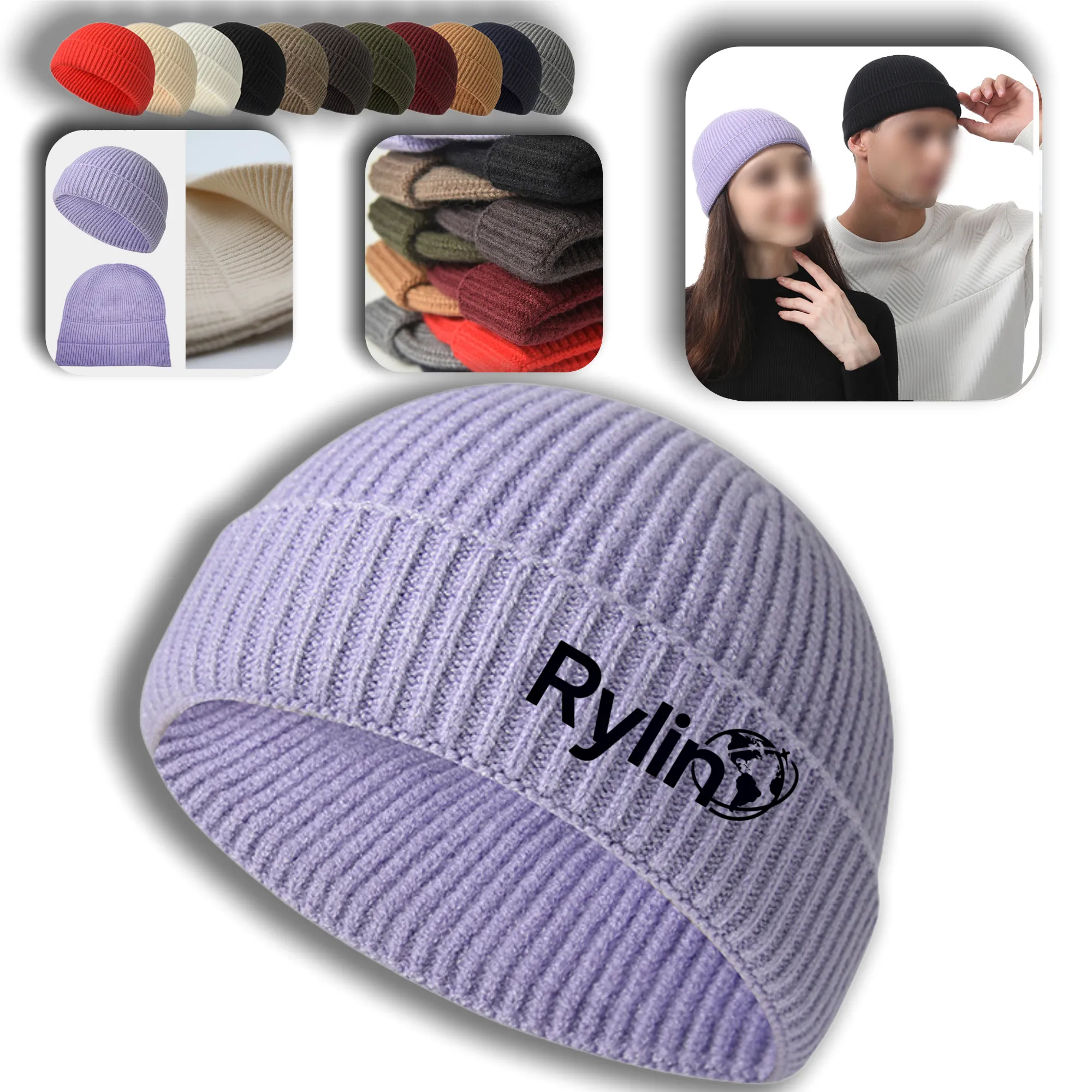 Autumn Winter Short One-Piece Seamless Knitted Sailor Cap