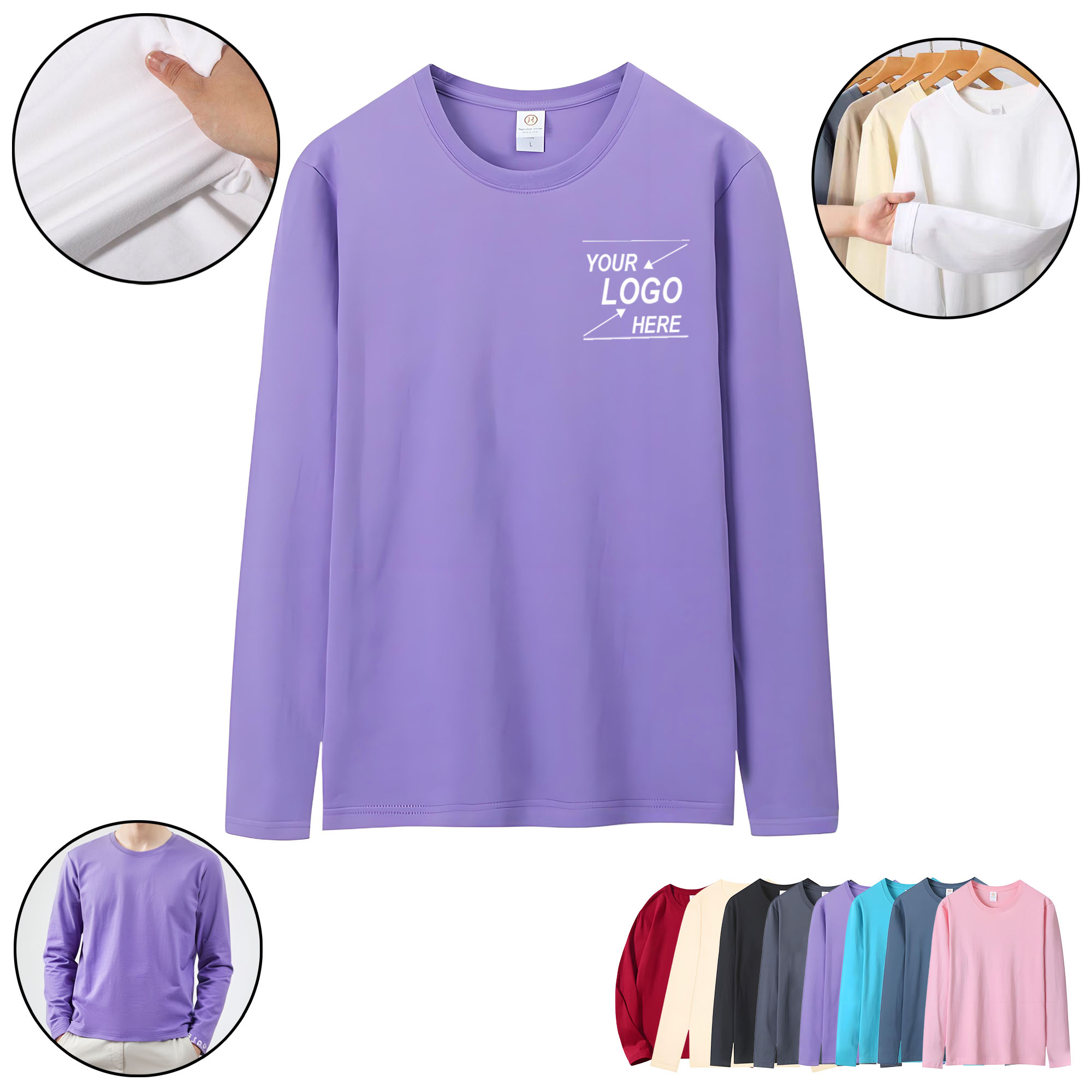 Men's Cotton Long Sleeve T-Shirt, Oversized Relaxed Fit. 1