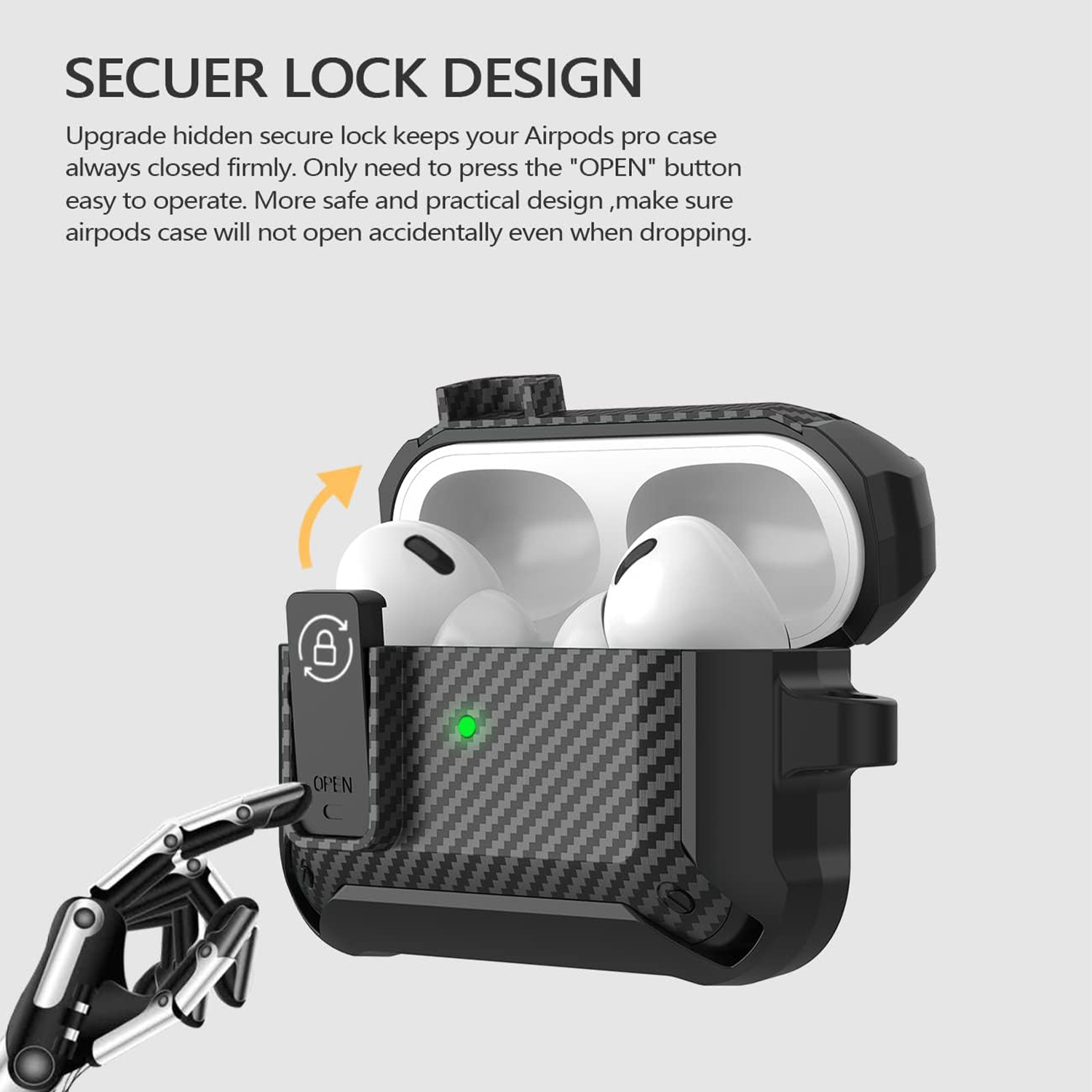 Shockproof Protective Case With Secure Lock For AirPods Pro 2