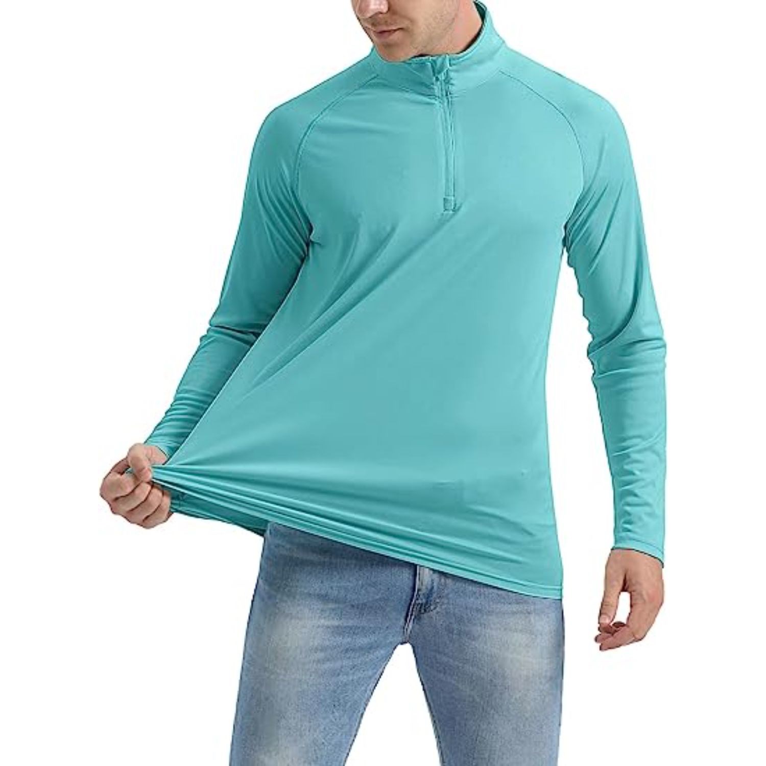 REPREVE® - Men's Quarter Zipper rPET Polyester Raglan Sleeve 4