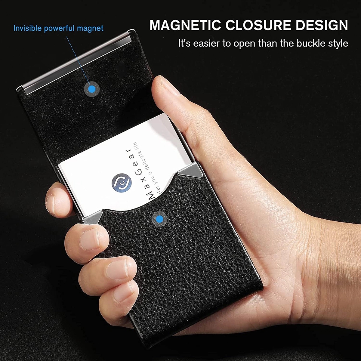 Custom Logo Pocket Slim PU Leather Business Card Holders 3