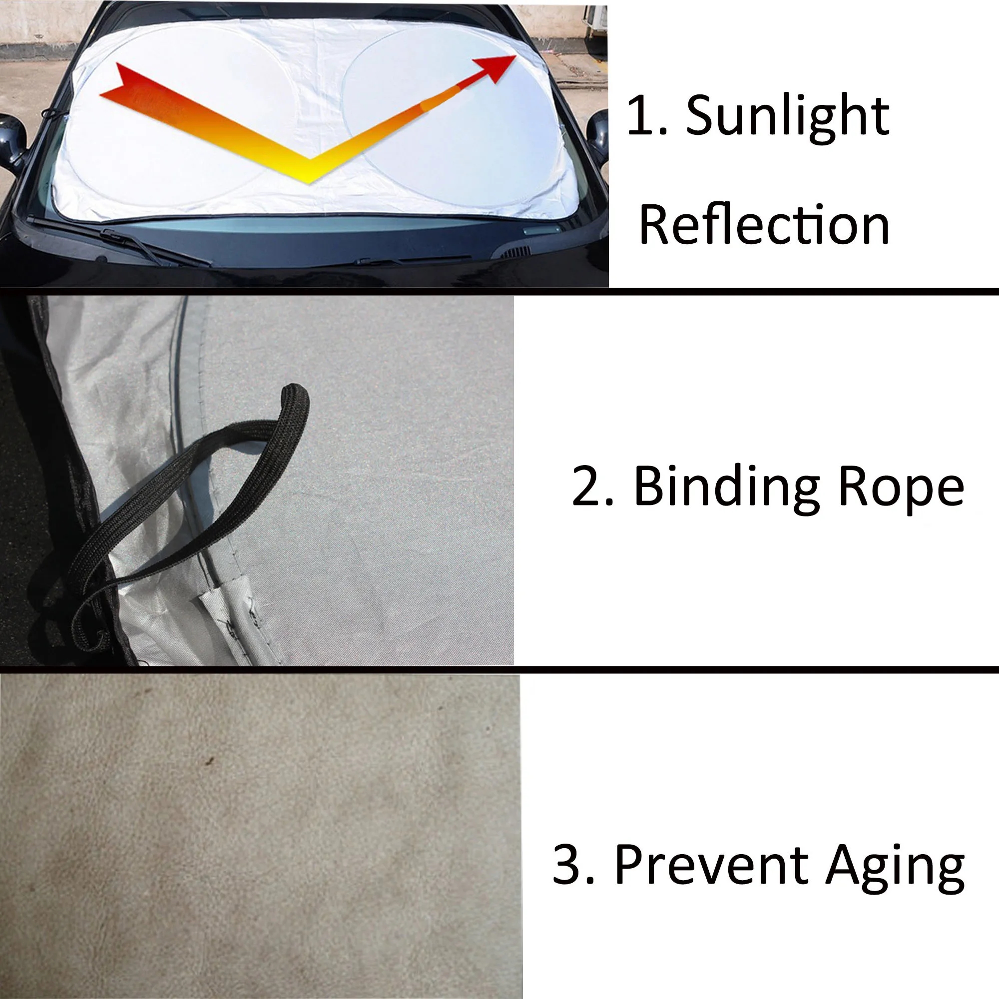 Silver Double Circle Sunshade Windshield Umbrella 4