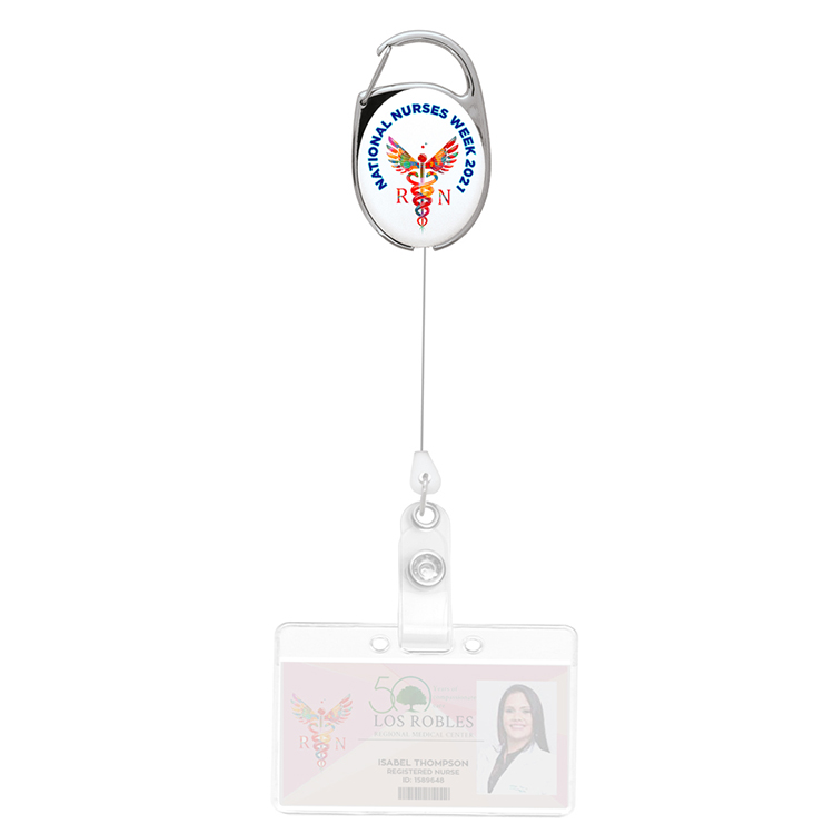 "Oberlin PI" 30" Cord PhotoImage ® Full Color Imprint* Retractable Carabiner Style Badge Reel and Ba 13