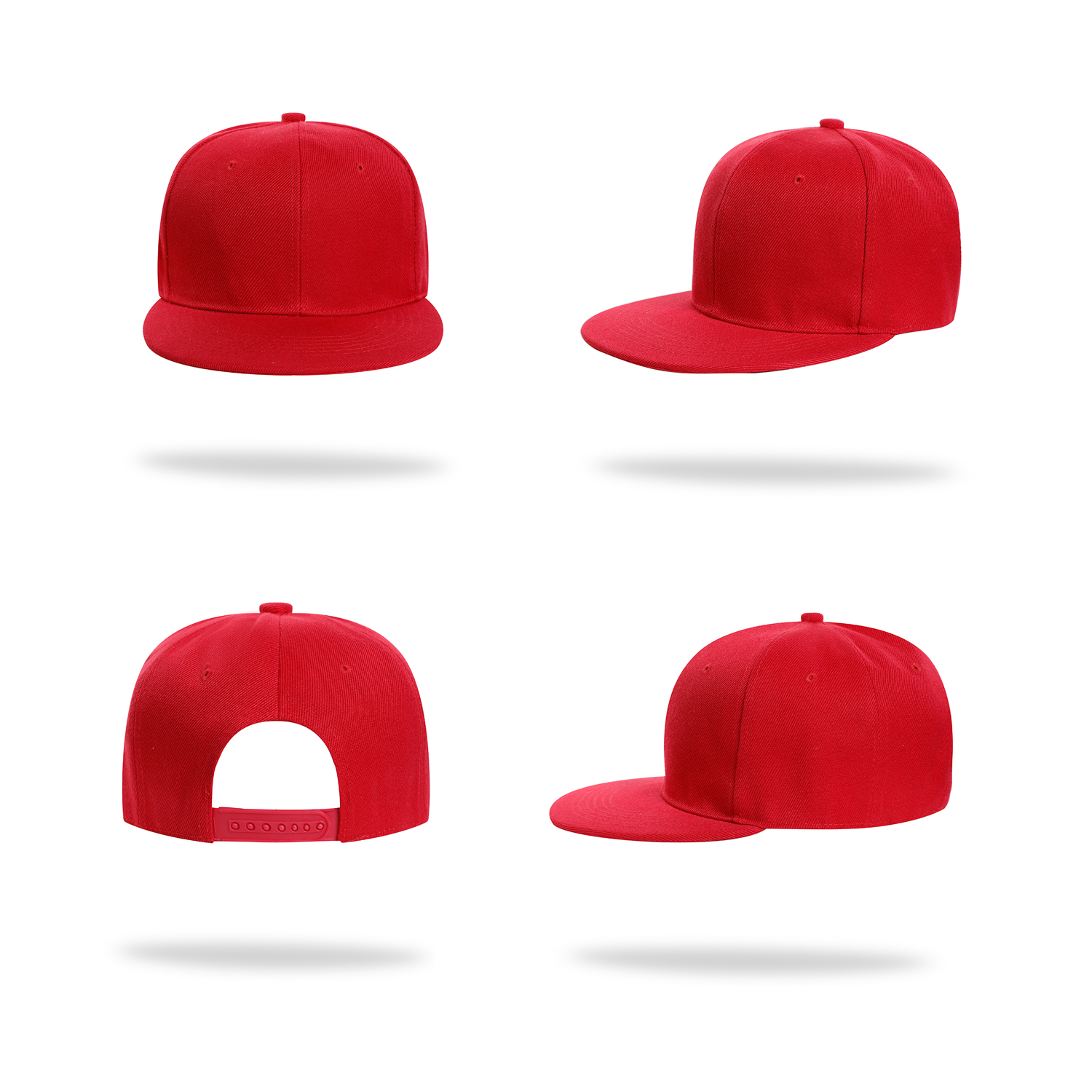 Stock Solid Color Polyester 6 Panel Cap w/Flat Visor & Snapback Fastener 3