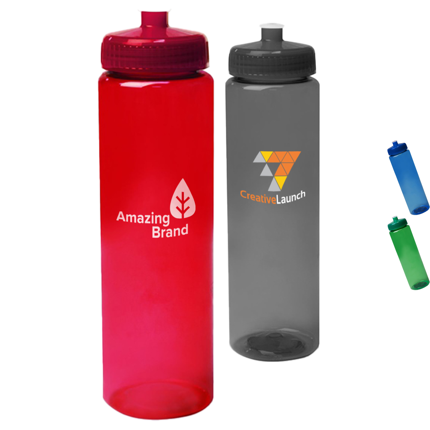 32 oz. Transparent Poly Plastic Sports Water Bottles 2