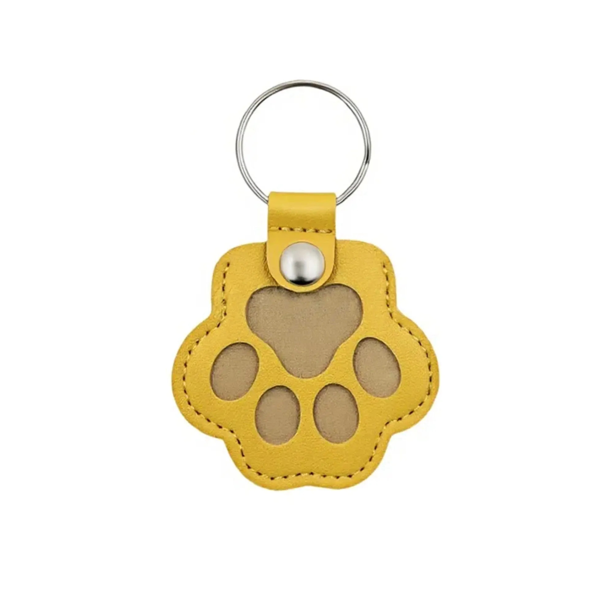 Pet Hair Paw Shape Keepsake Leather Keychain 5