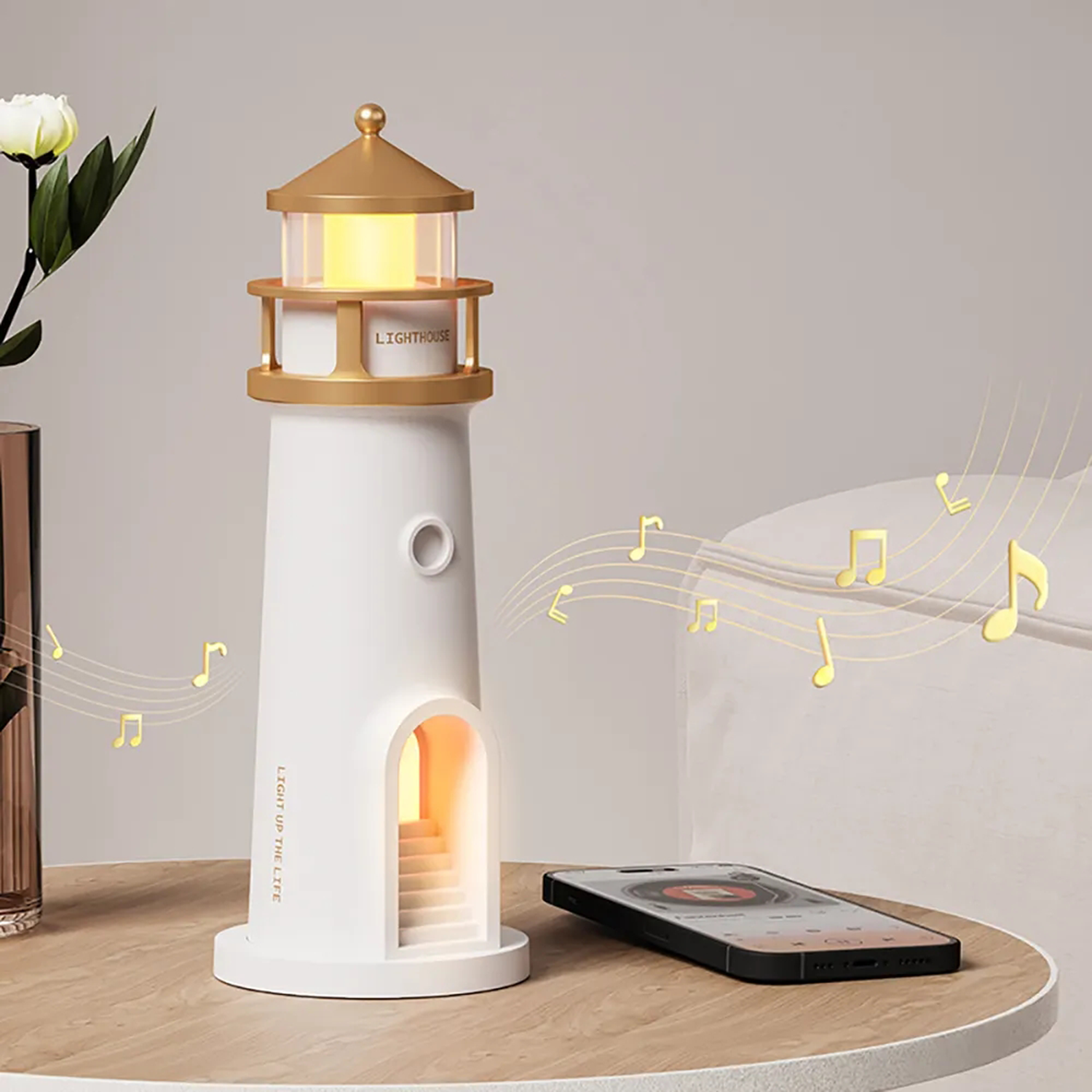 Lighthouse Bluetooth Speaker Moon Lamp Projector Night Light 3
