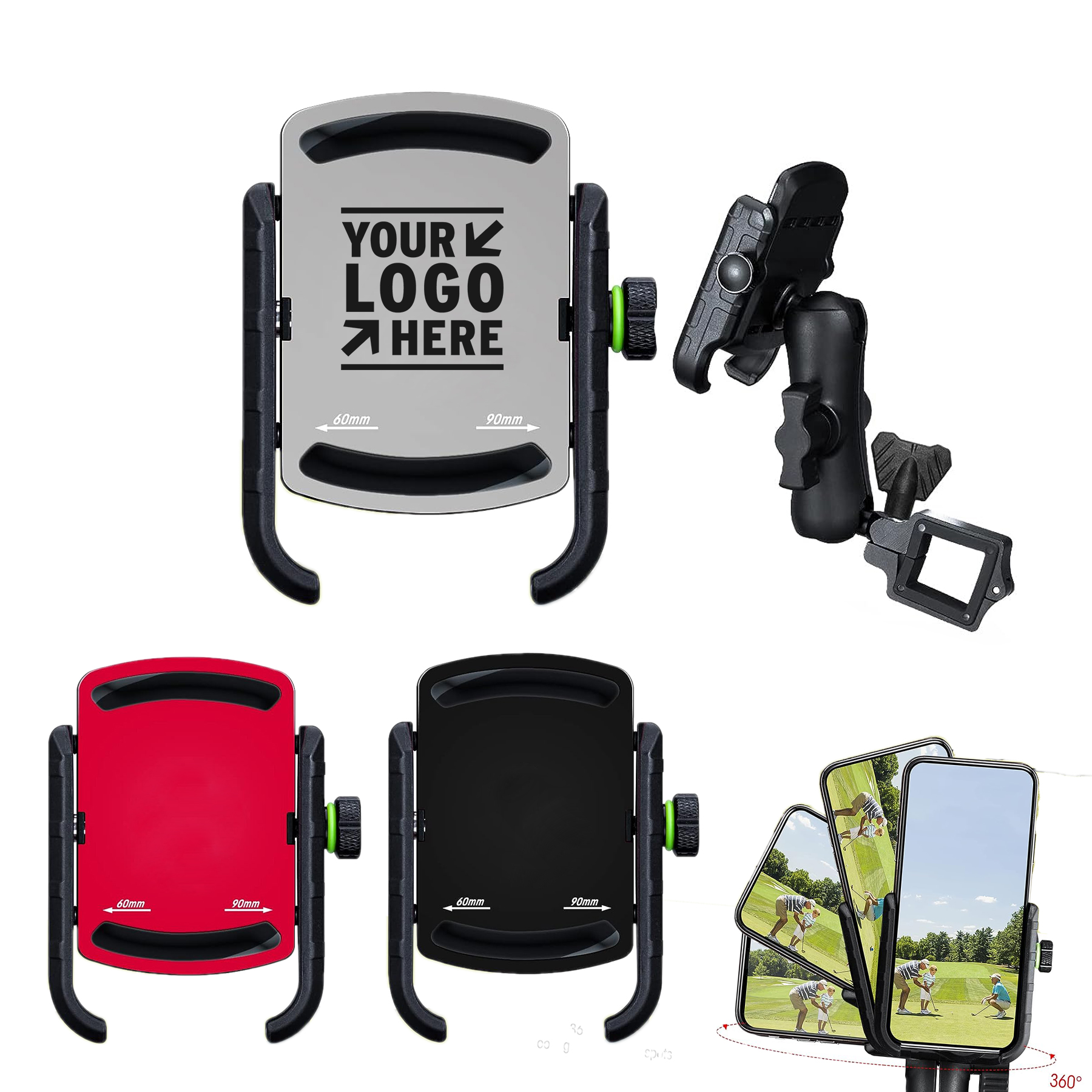 Club Car Golf Cart Upgrade Quick Release One-Handed Pick Won't Fall Out Phone Mount Holder 2