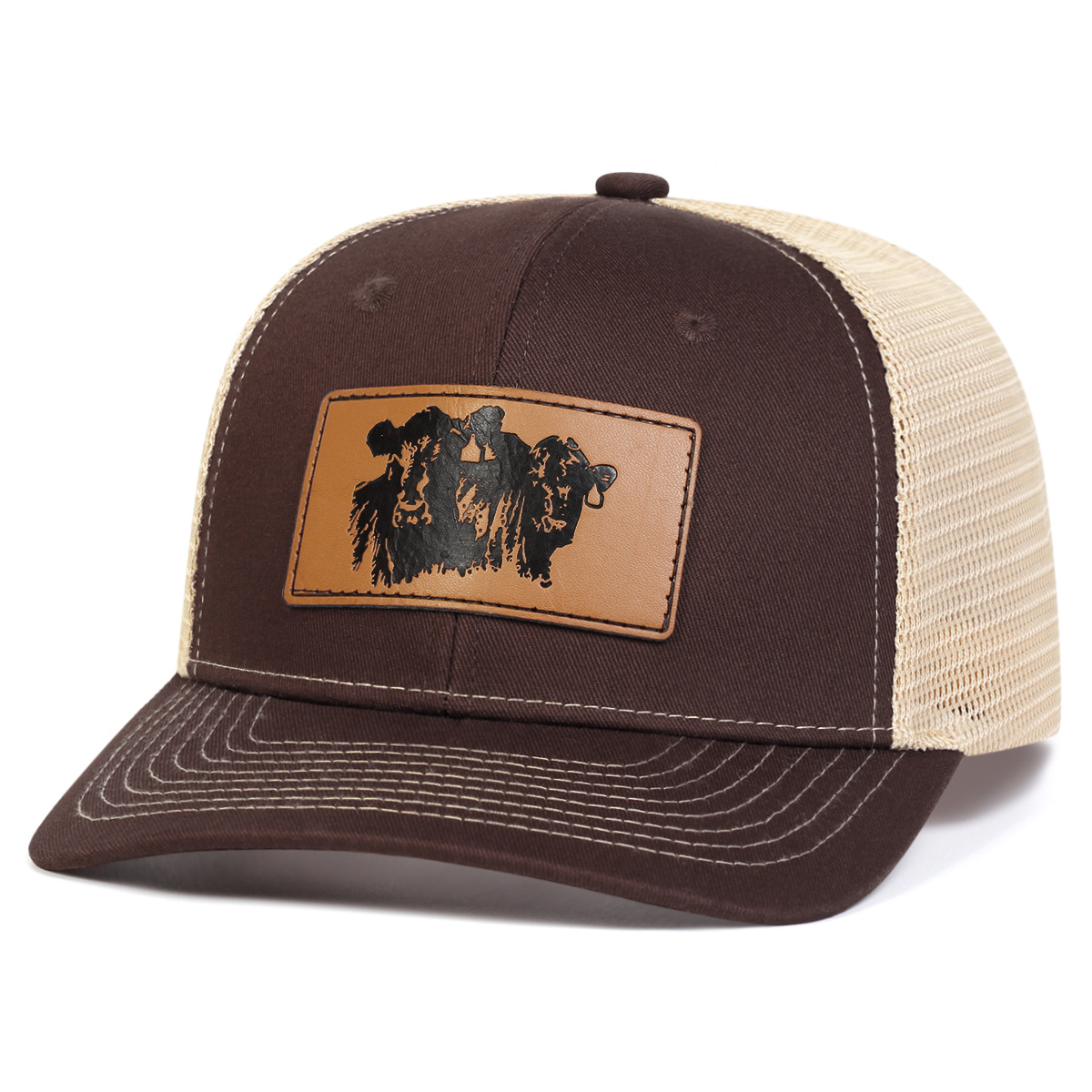 6-Panel Snapback Trucker Hat W/Leatherette Patches 7