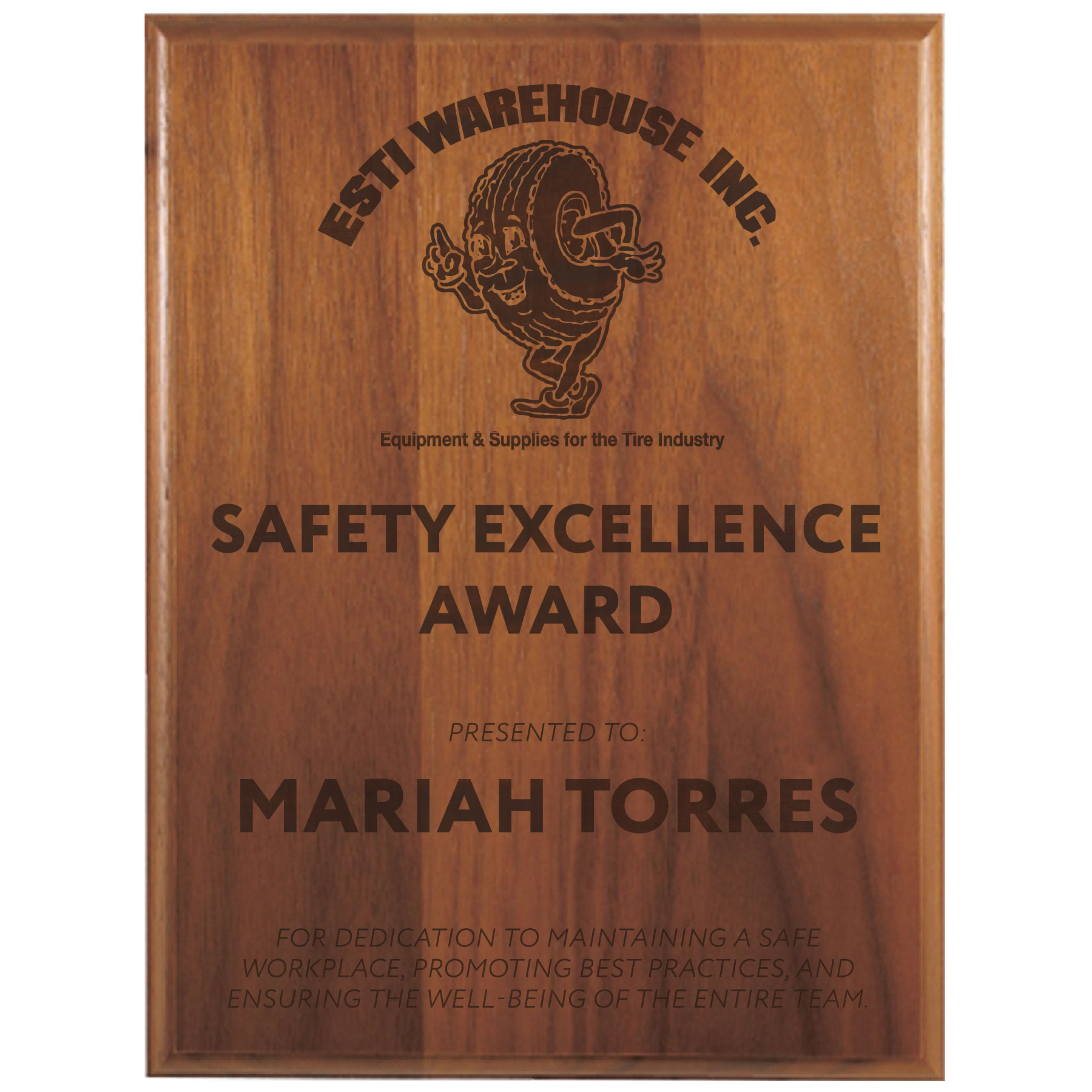 9" x 12" Step-Edge Genuine Walnut Plaque 2