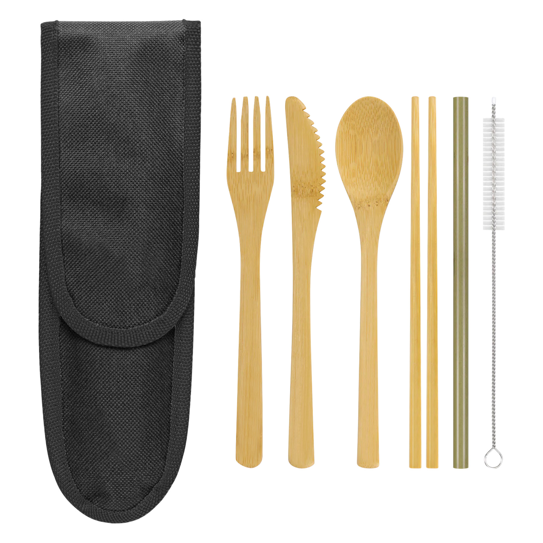 6-In-1 Bamboo Cutlery Set With Packing Pouch 13