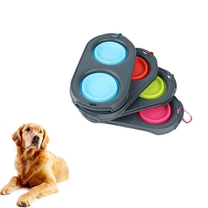 Pets Double Bowl Collapsible Travel Feeder 4