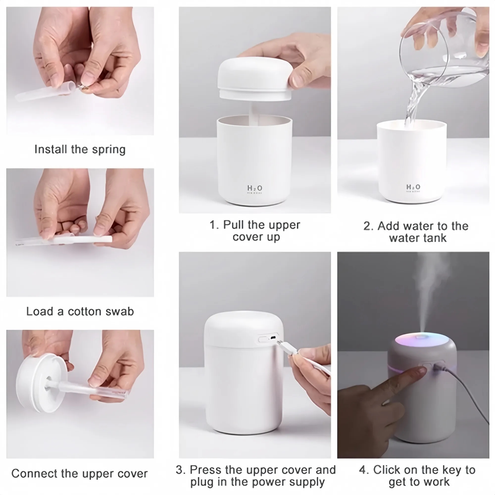 MOQ50 Colorful Humidifier Home Office Car Air Purifie 10oz 1