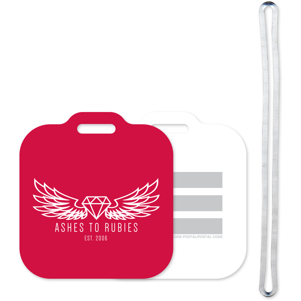 Luggage Tag (2 1/2" x 2 3/4") Mini Square Spot Colour Front Imprint with 6" Loop