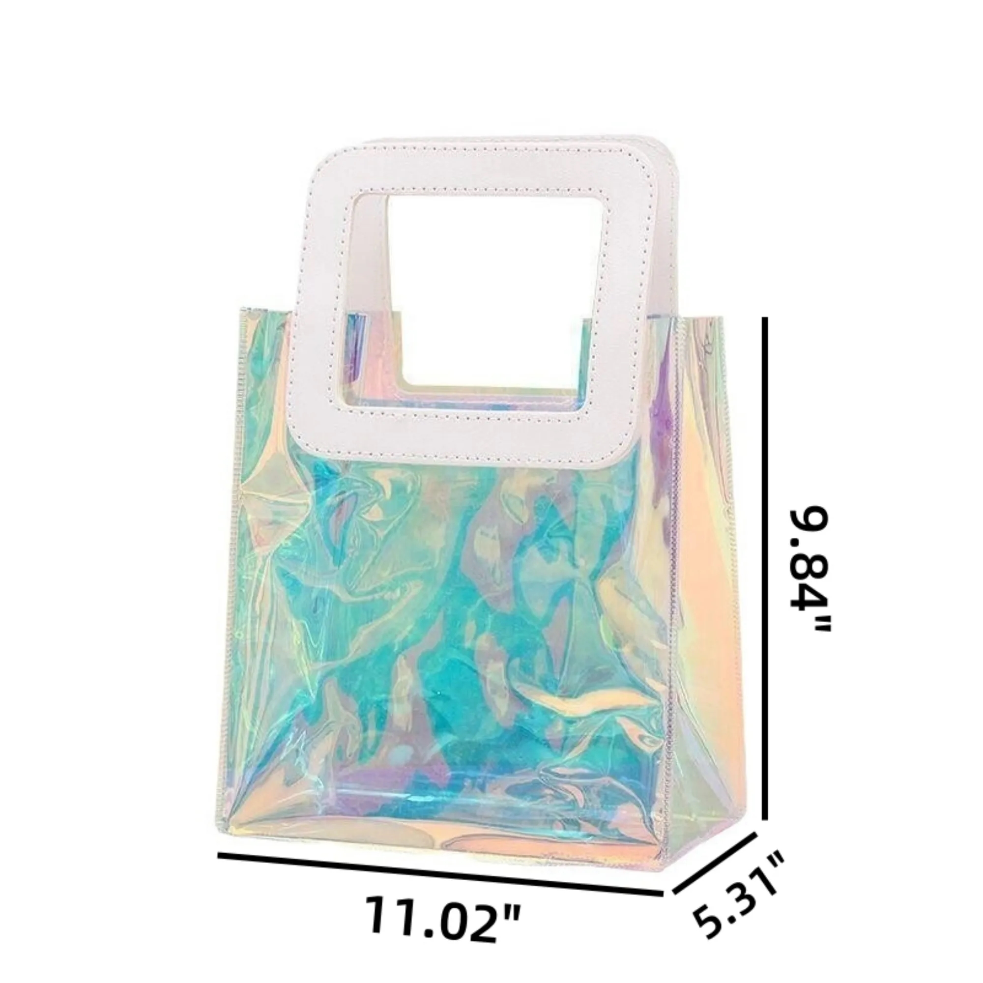 Holographic Iridescent Tote Bag PVC Handbag, custom tote bag with logo imprint 5