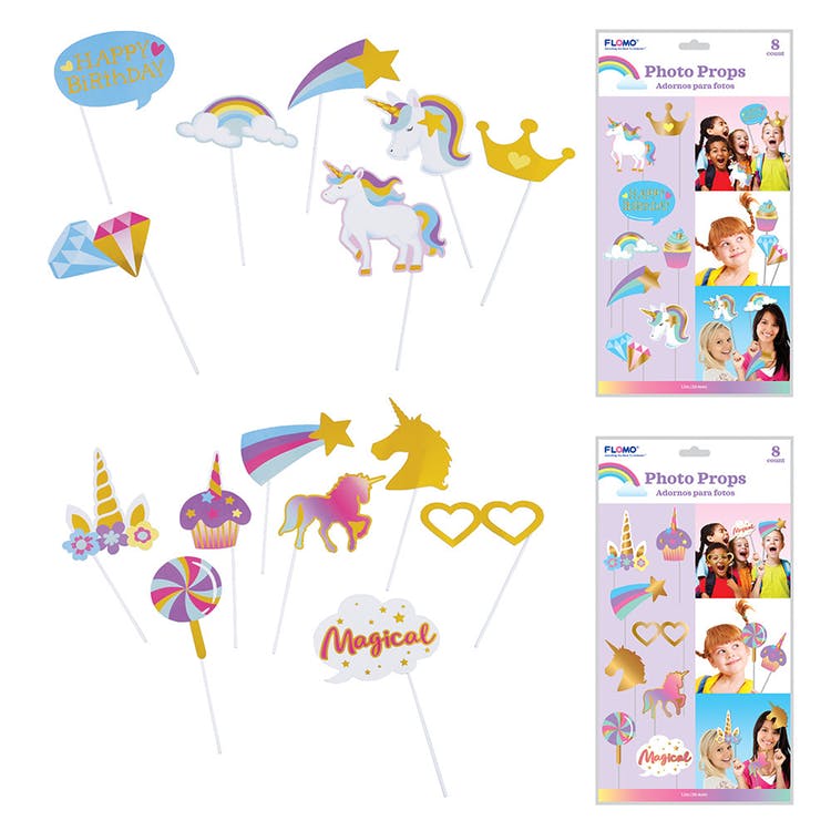 Party Photo Props - Unicorn Theme 8 Pack 2
