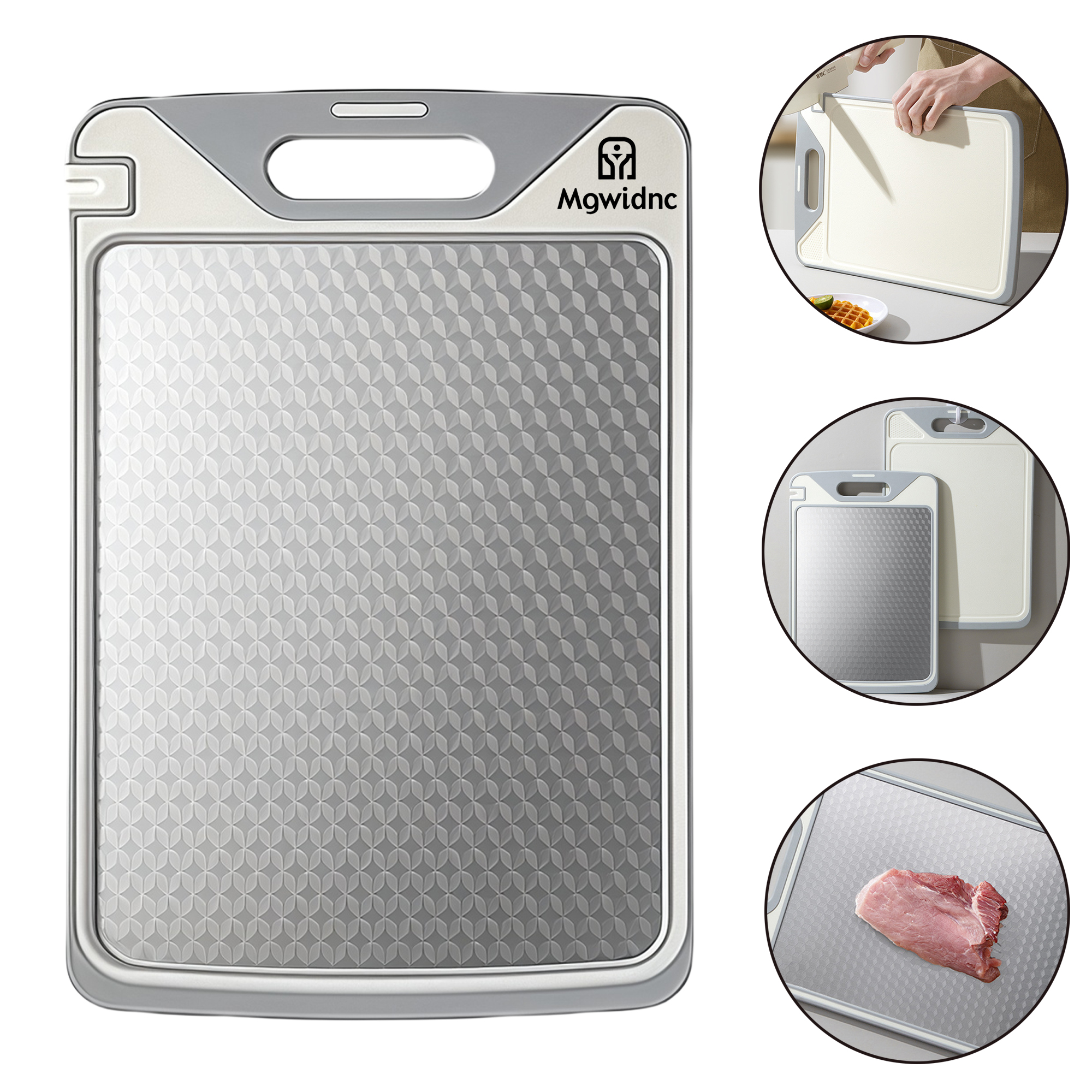 Large Stainless Steel Double-Sided Cutting Board with Knife Sharpener