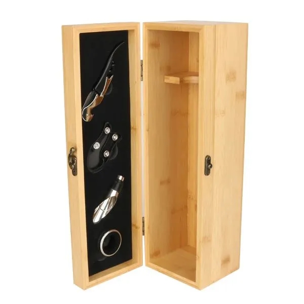 Eco-Friendly Custom Bamboo Wooden Wine Accessories Set 4