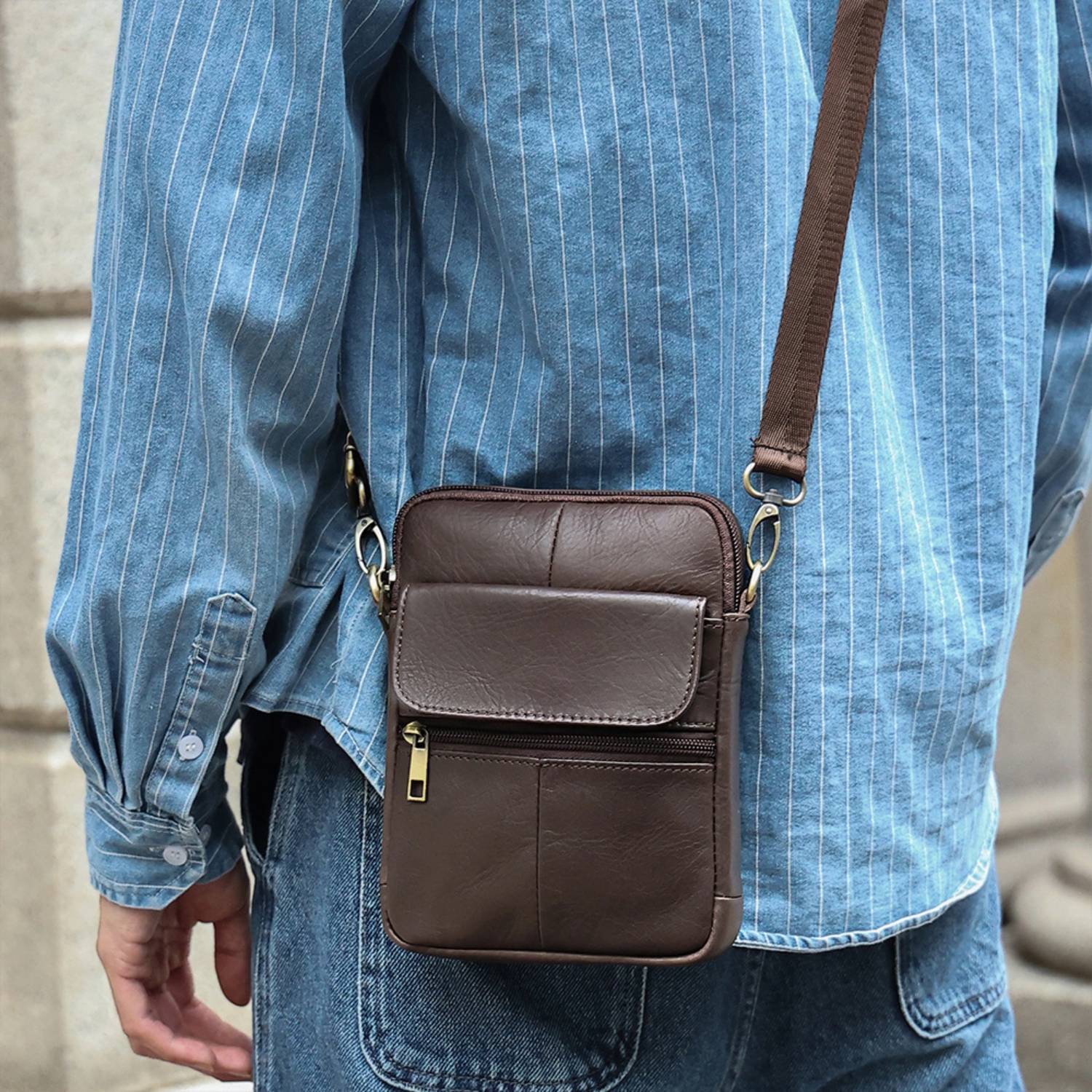 PU Leather Shoulder Crossbody Bag For Men 2