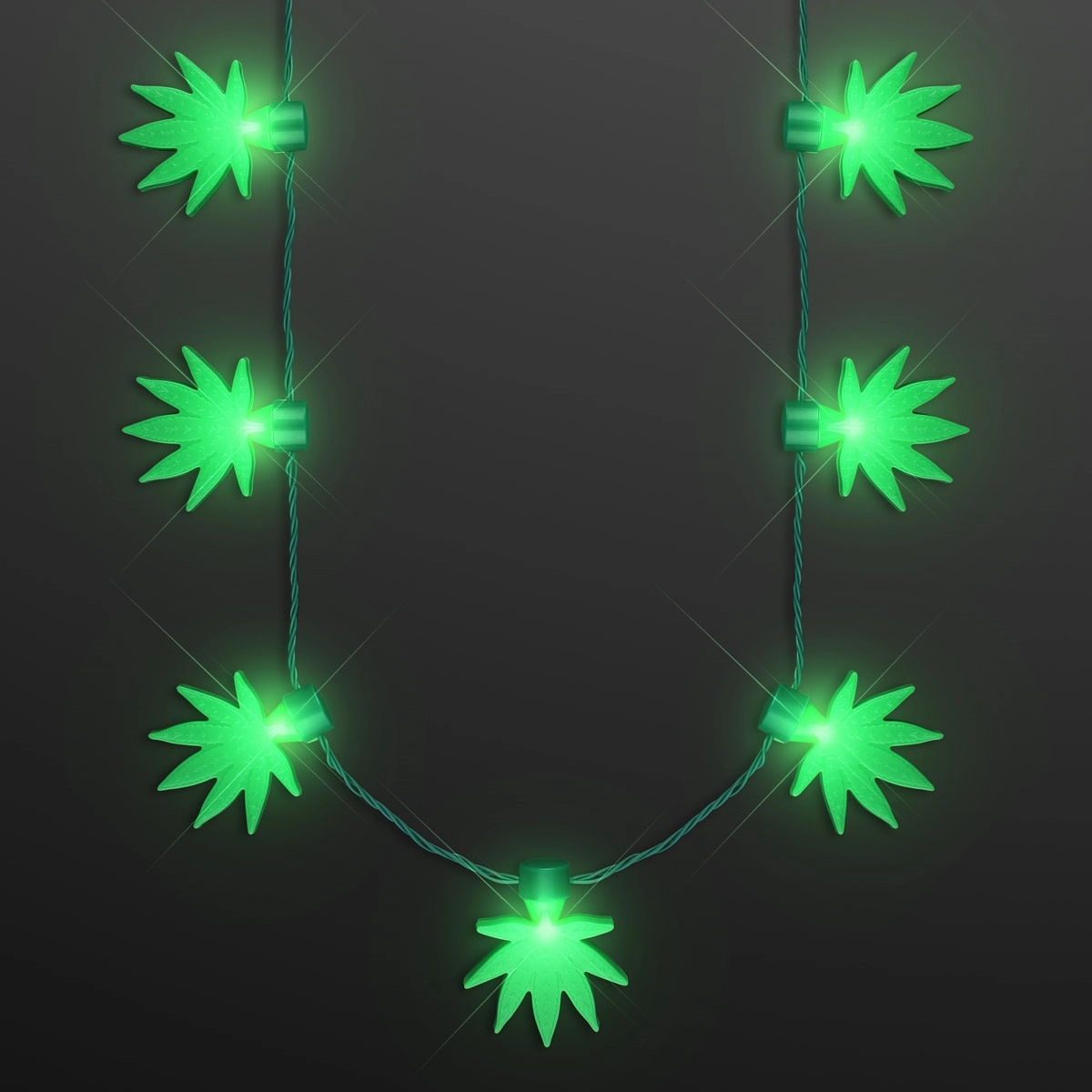 Light Up Cannabis Party Necklace, 7 Leaves 1