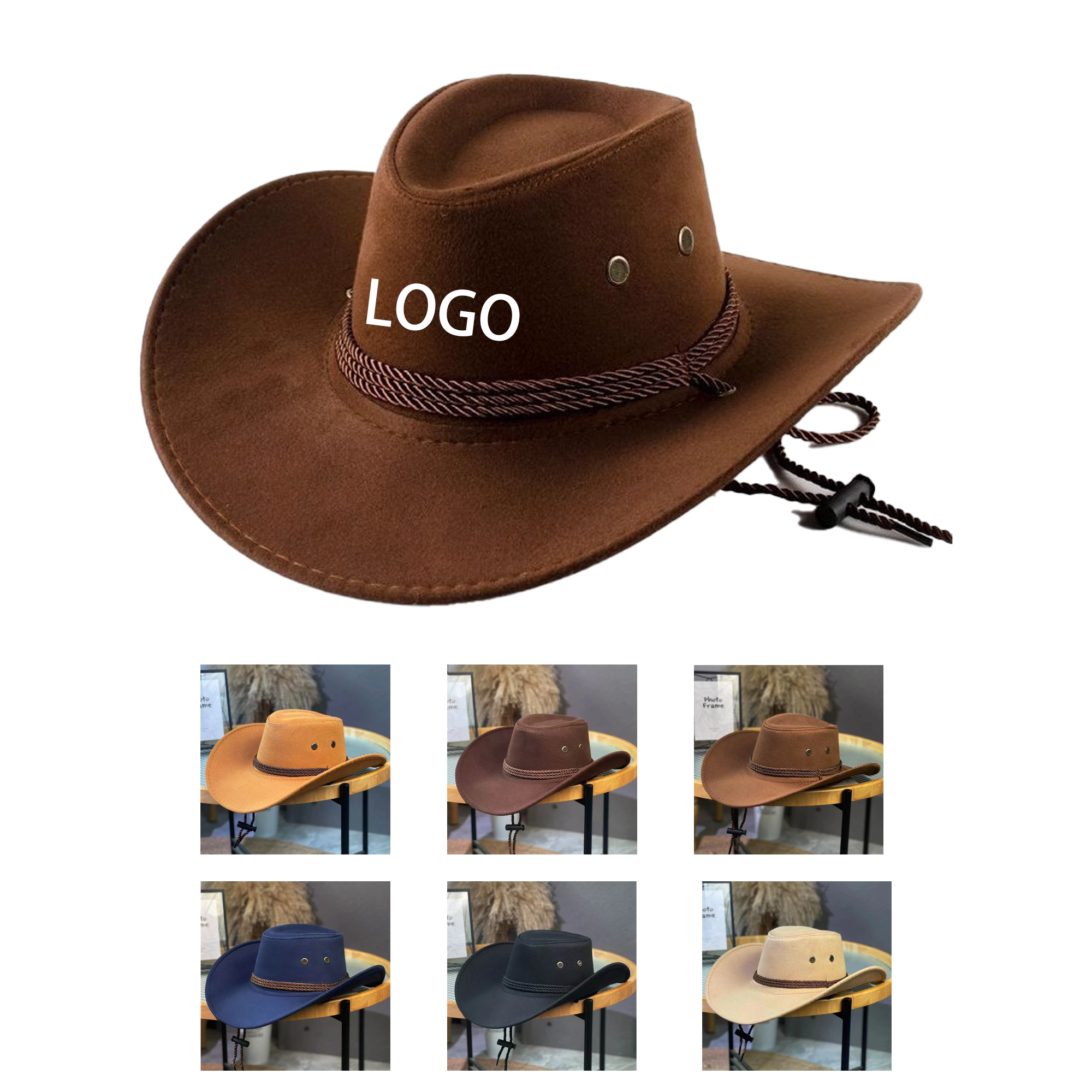 Vintage Suede Braided Wide-Brim Cowboy Hat 3