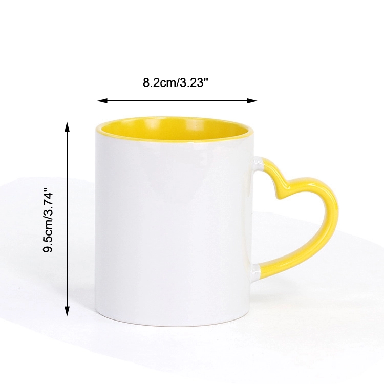Full Color Heart-shaped Handle 11 oz Ceramic Sublimated Cups 12