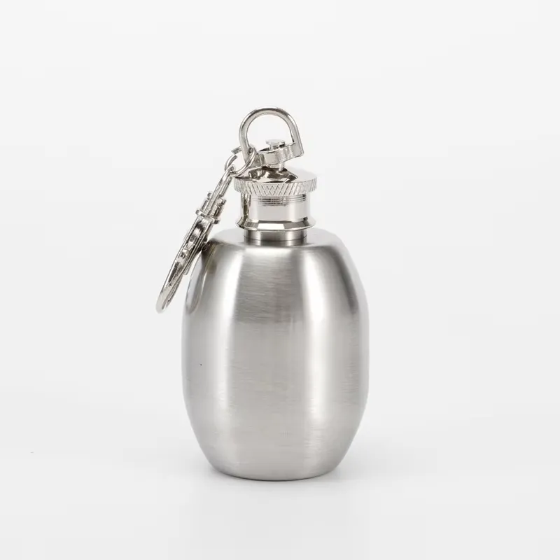 Mini Stainless Steel Hip Flask with Keychain 1 OZ 3
