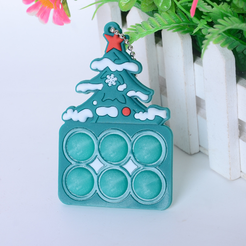 Silicone Christmas Mini Pop Bubble Fidget Toy Bubble Keychain 12
