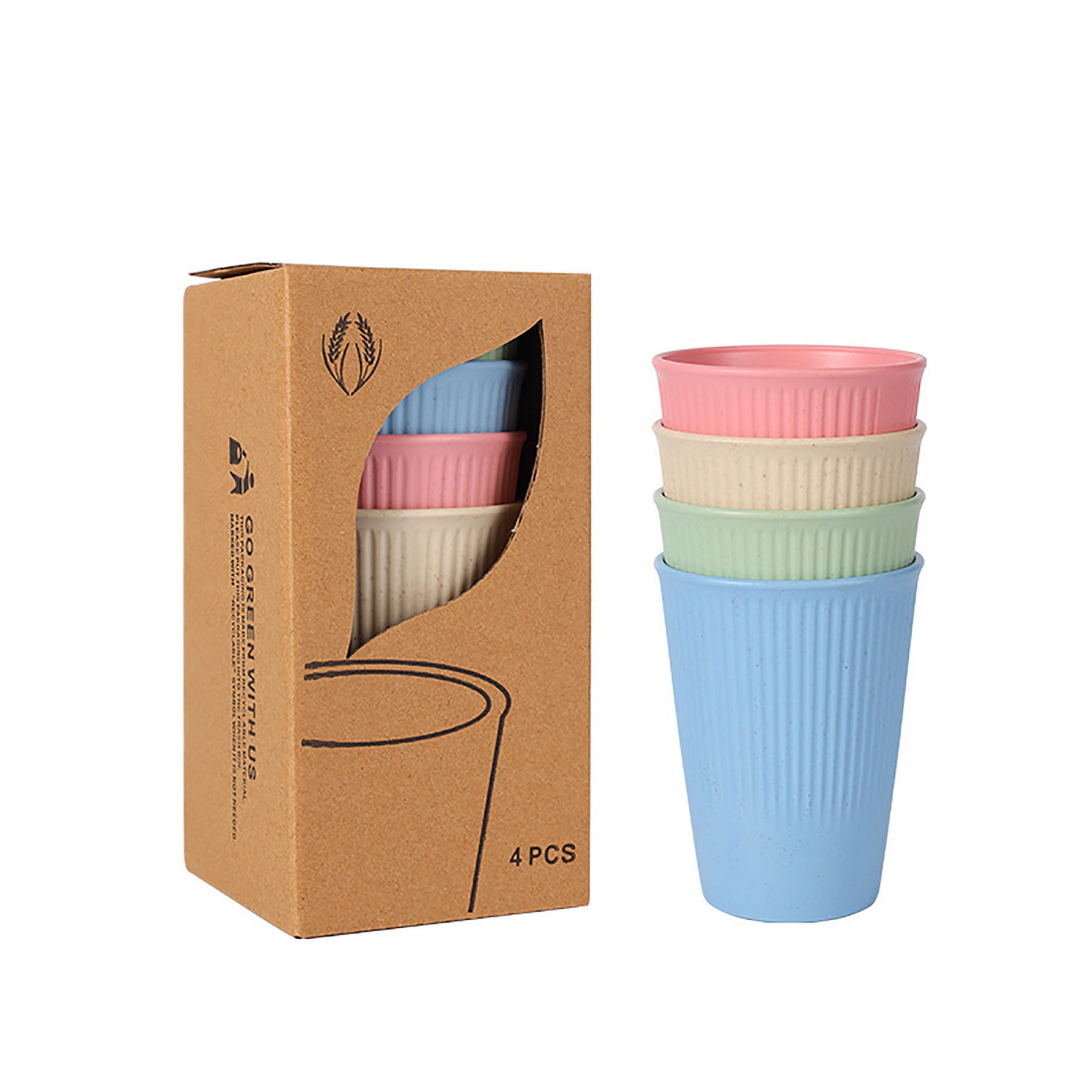 4 Pieces Household Wheat Straw Cups