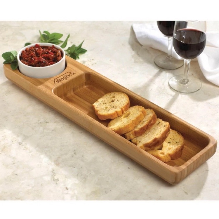 BistroTek Preimum Bamboo Snack Tray Set 4
