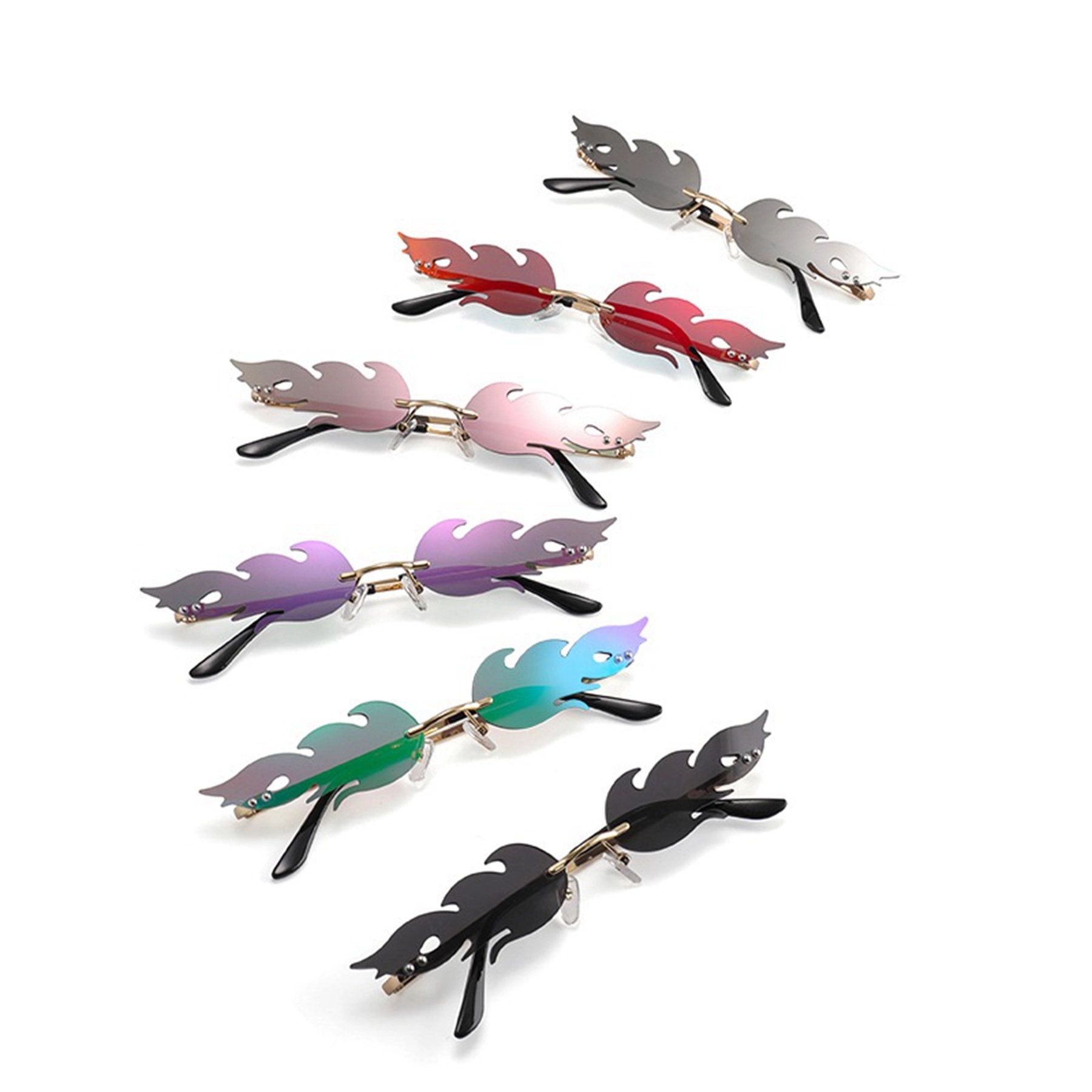 Rimless Fire Flame Metal Sun Glasses 1