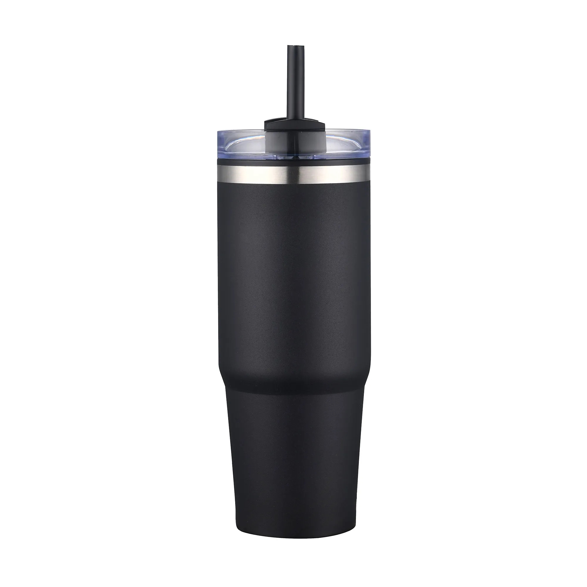 30oz. Dual Wall Stainless Steel & PP Tumbler with Clear Lid 1