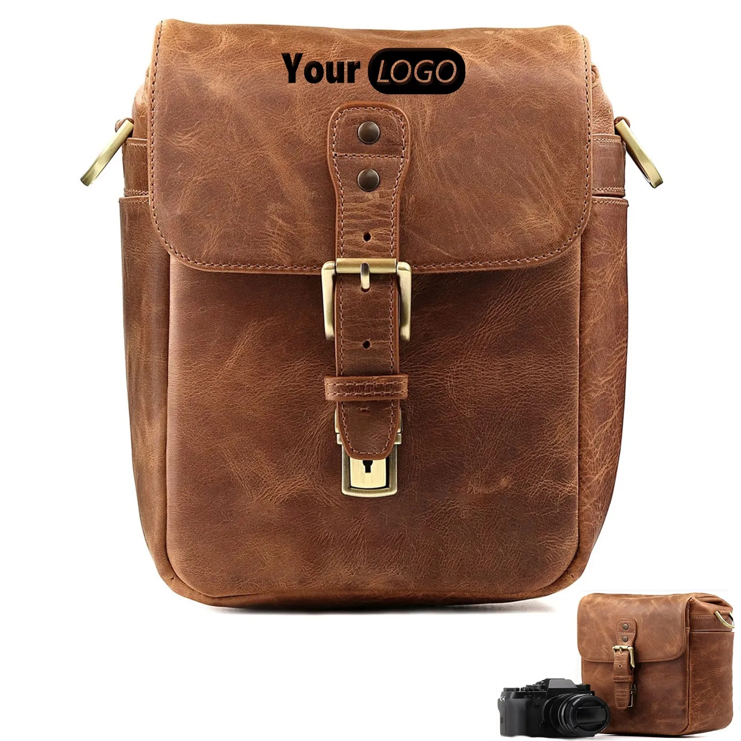 Leather Camera Messenger Bag for Mirrorless 3