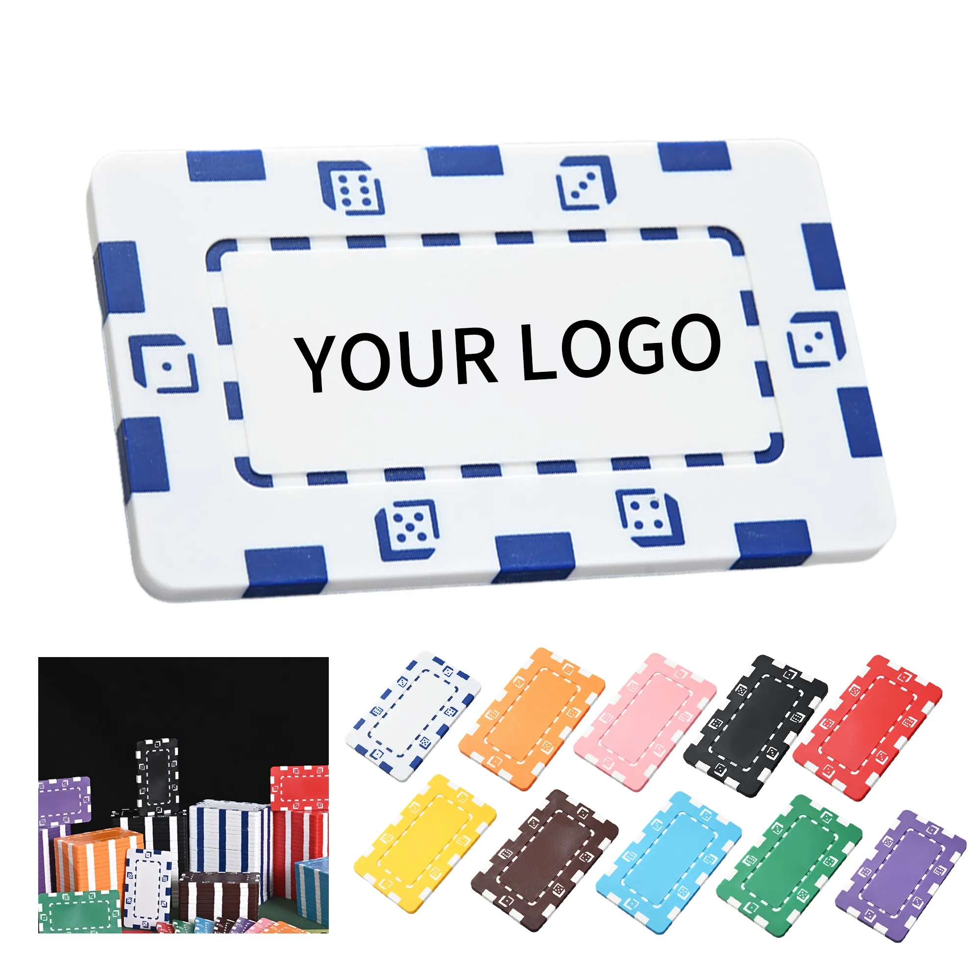Rectangular Poker Chip 1.77x2.95 Inch Durable ABS Design 9