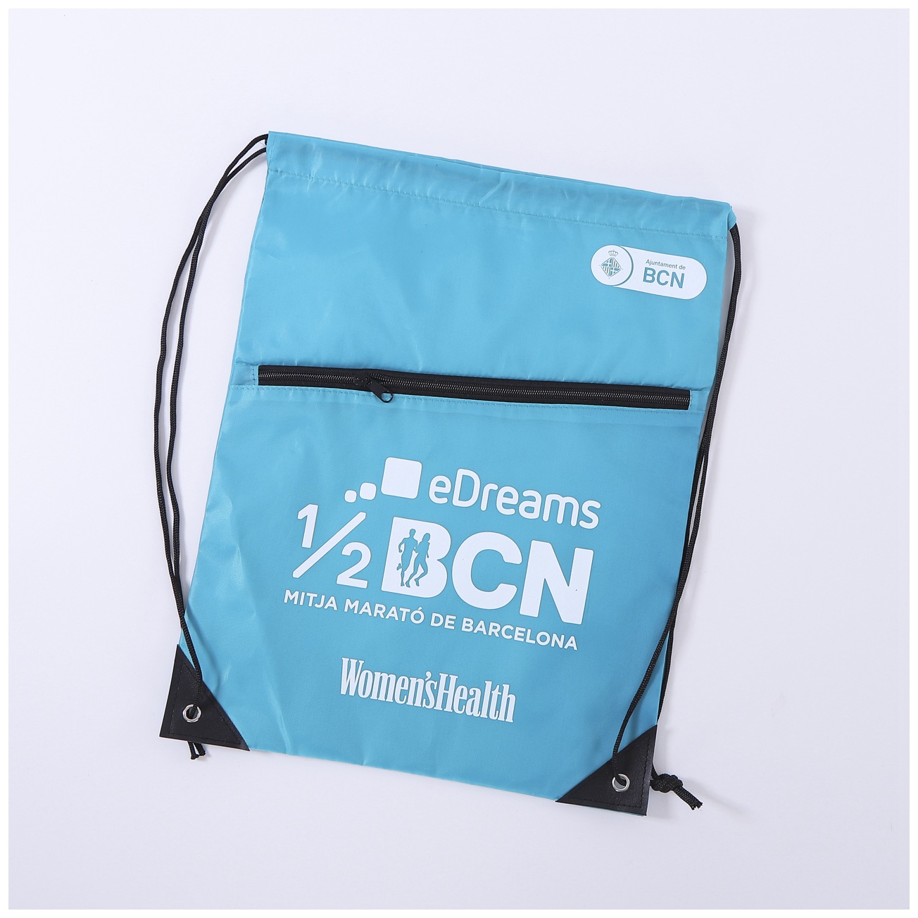 210D Polyester Sports Drawstring Pack With Front Zipper 2