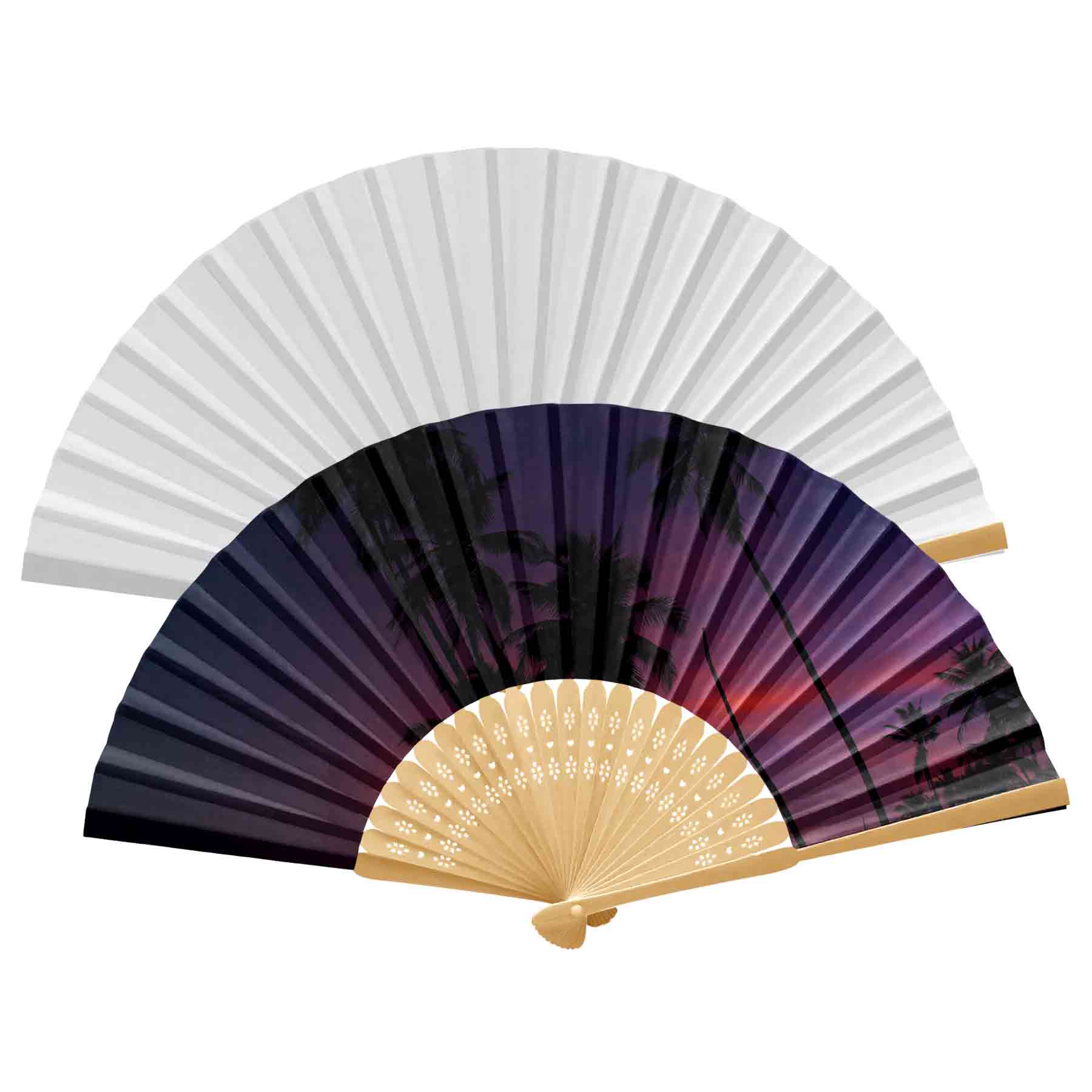 Handheld Foldable Full Color Bamboo Paper Fan 2